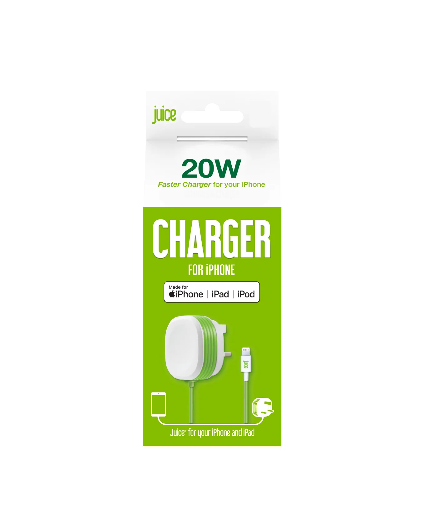 Juice 20W Apple Lightning Mains Charger with 1.5 metre Integrated Cable - Image 3