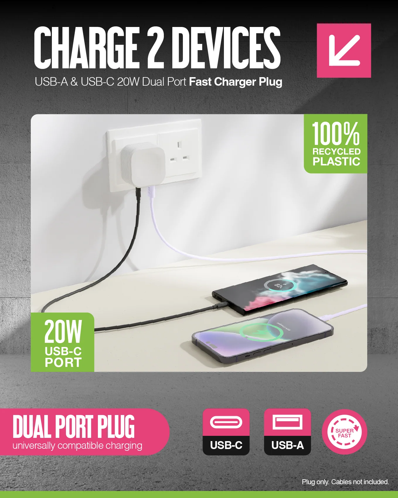 Juice 20W Dual Port Fast Charger Plug – White - Image 4