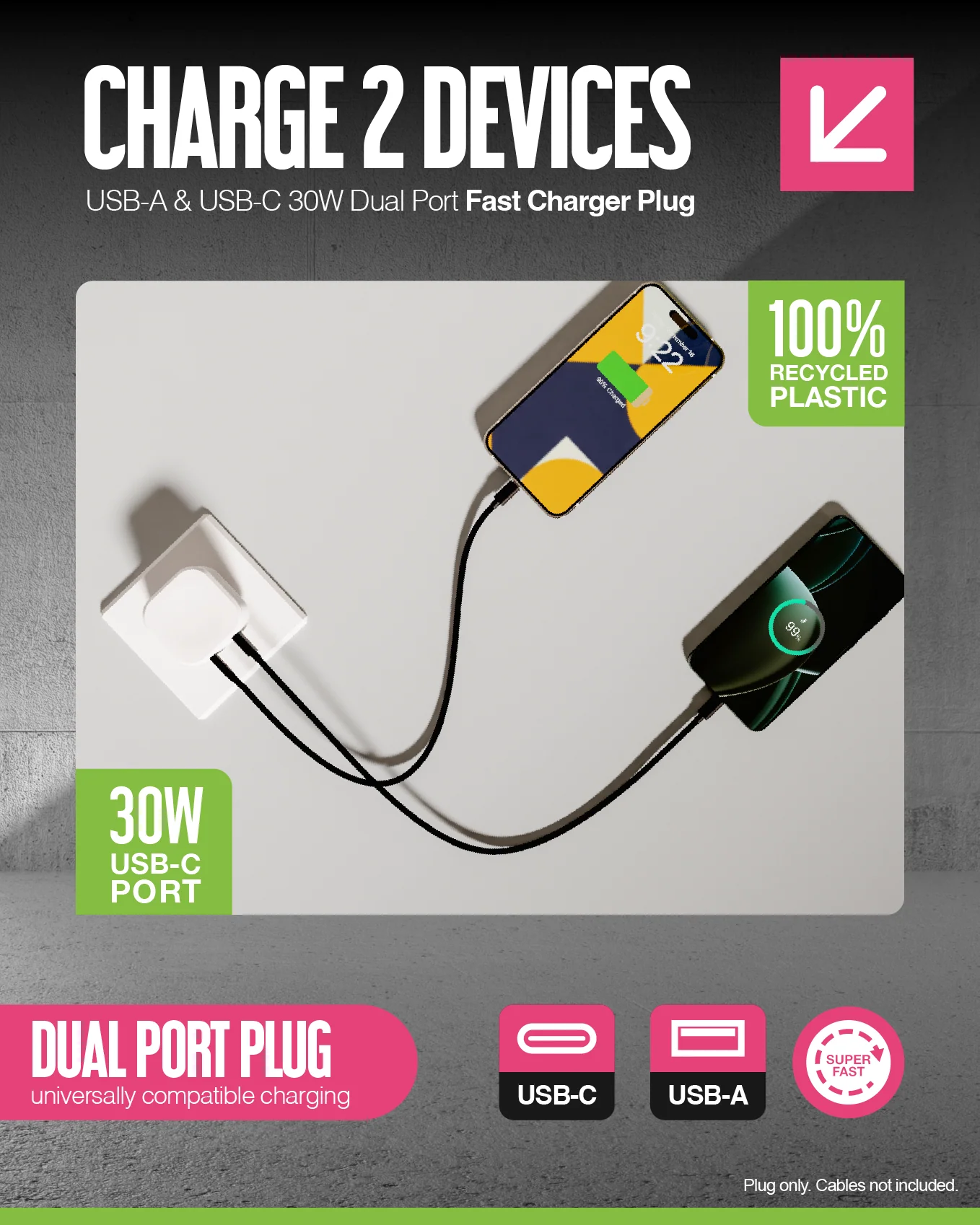 Juice 30W Dual Port Fast Charger Plug – White - Image 4