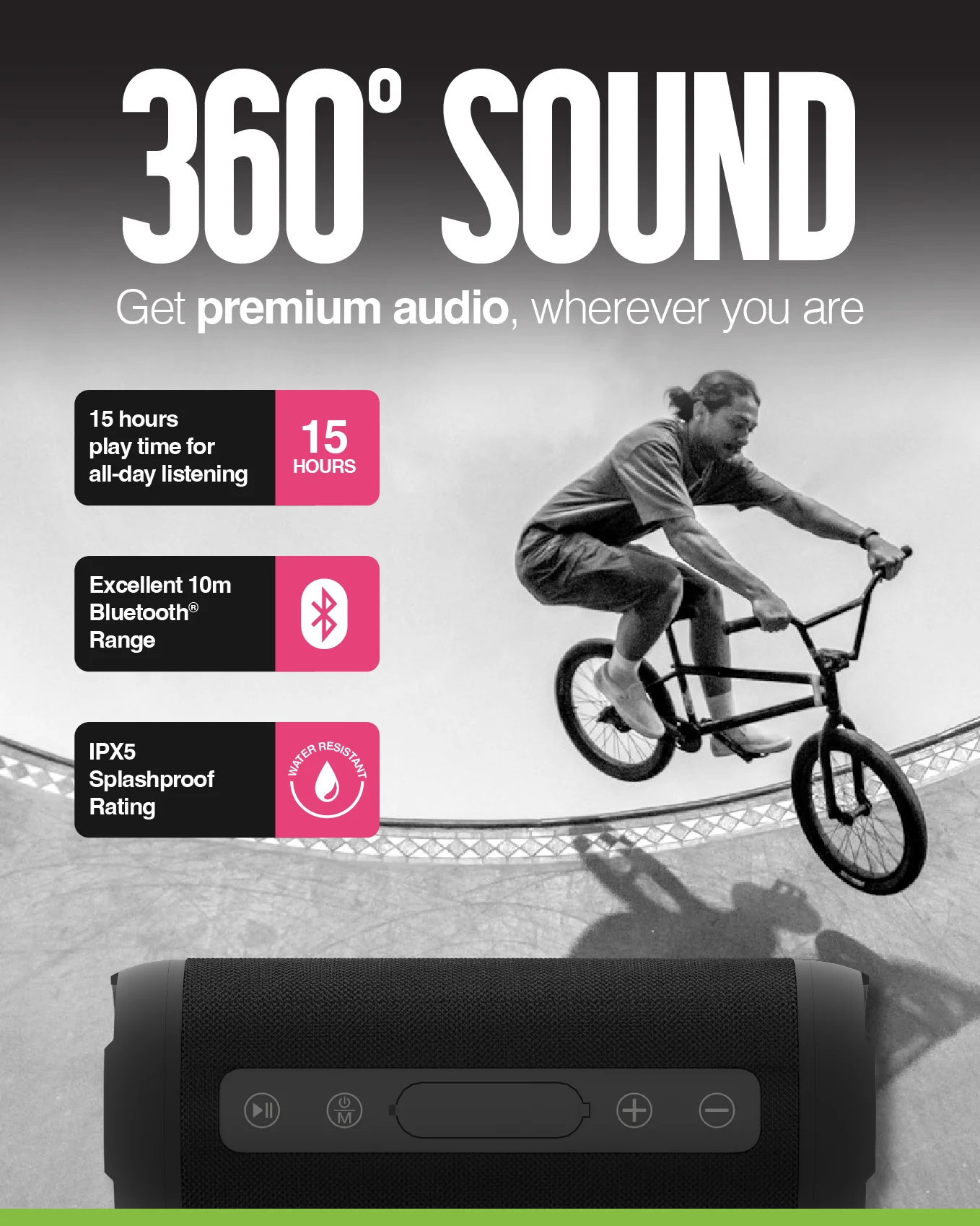 Juice Boom Pro Bluetooth Speaker – Black - Image 4