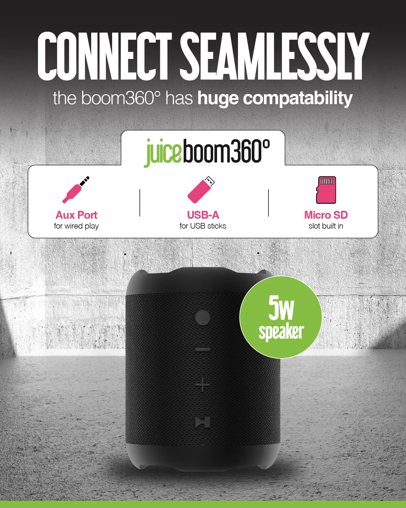 Juice ECO Boom 360 Bluetooth Speaker – Black - Image 6