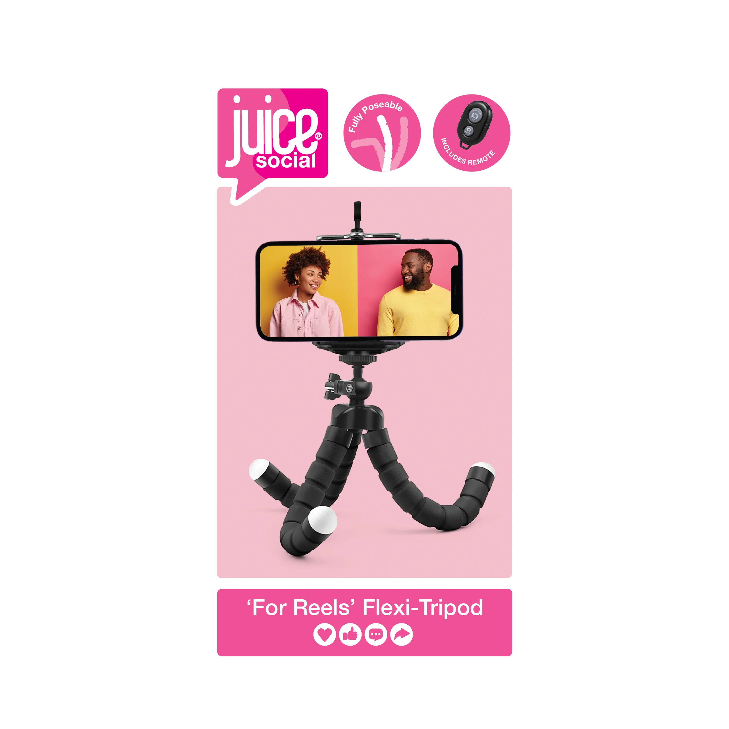 Juice Social 'For Reels' Flexi Tri-Pod with Wireless Remote - Image 4