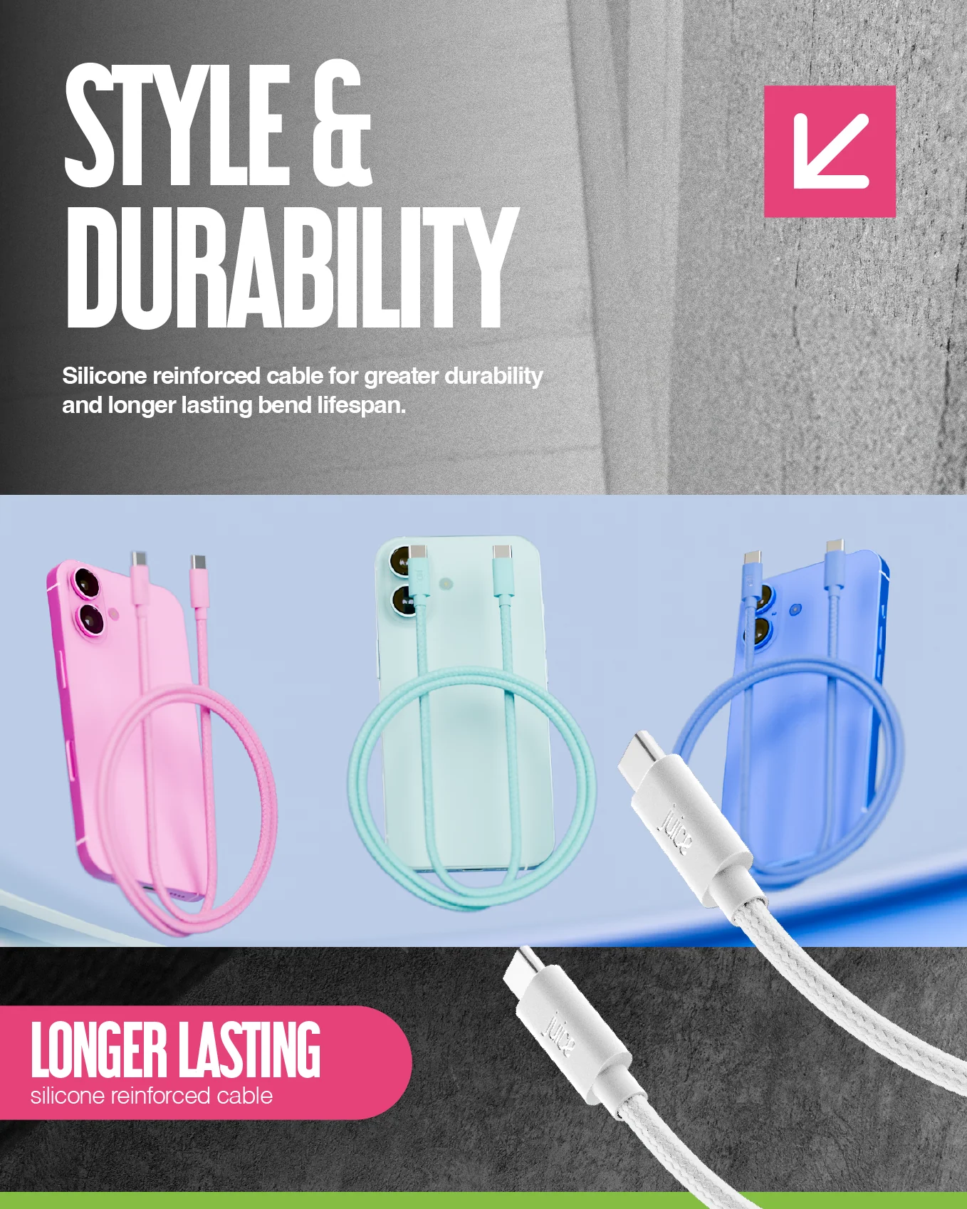 Juice USB Type-C to USB Type-C Braided Charging Cable 2m - Image 20