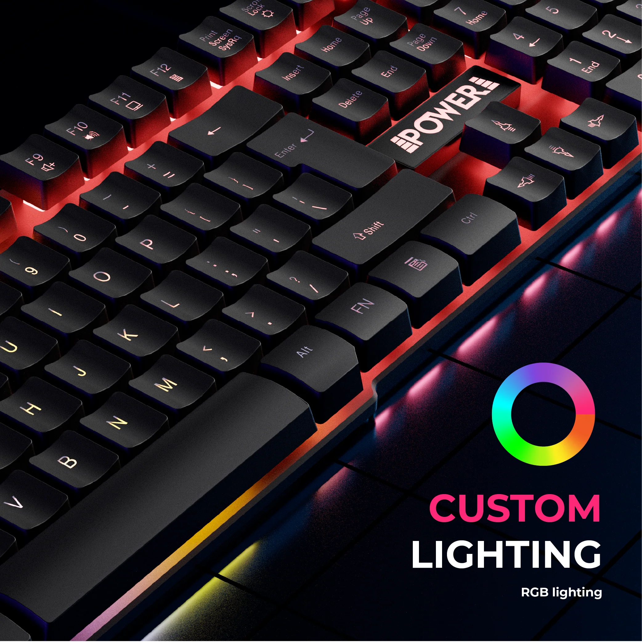 Power Gaming Recon Ocelot RGB Wired Gaming Keyboard - Black - Image 4